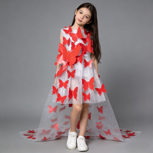 女环保时装秀儿童服装蝴蝶手工环保衣服幼儿园diy创意亲子走秀服
