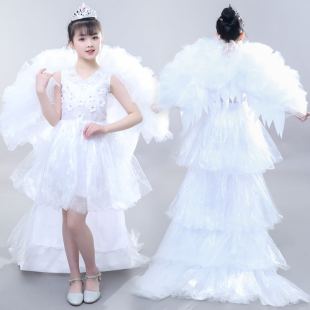 环保服装儿童时装秀公主裙幼儿园亲子走秀服装手工天使裙环保衣服