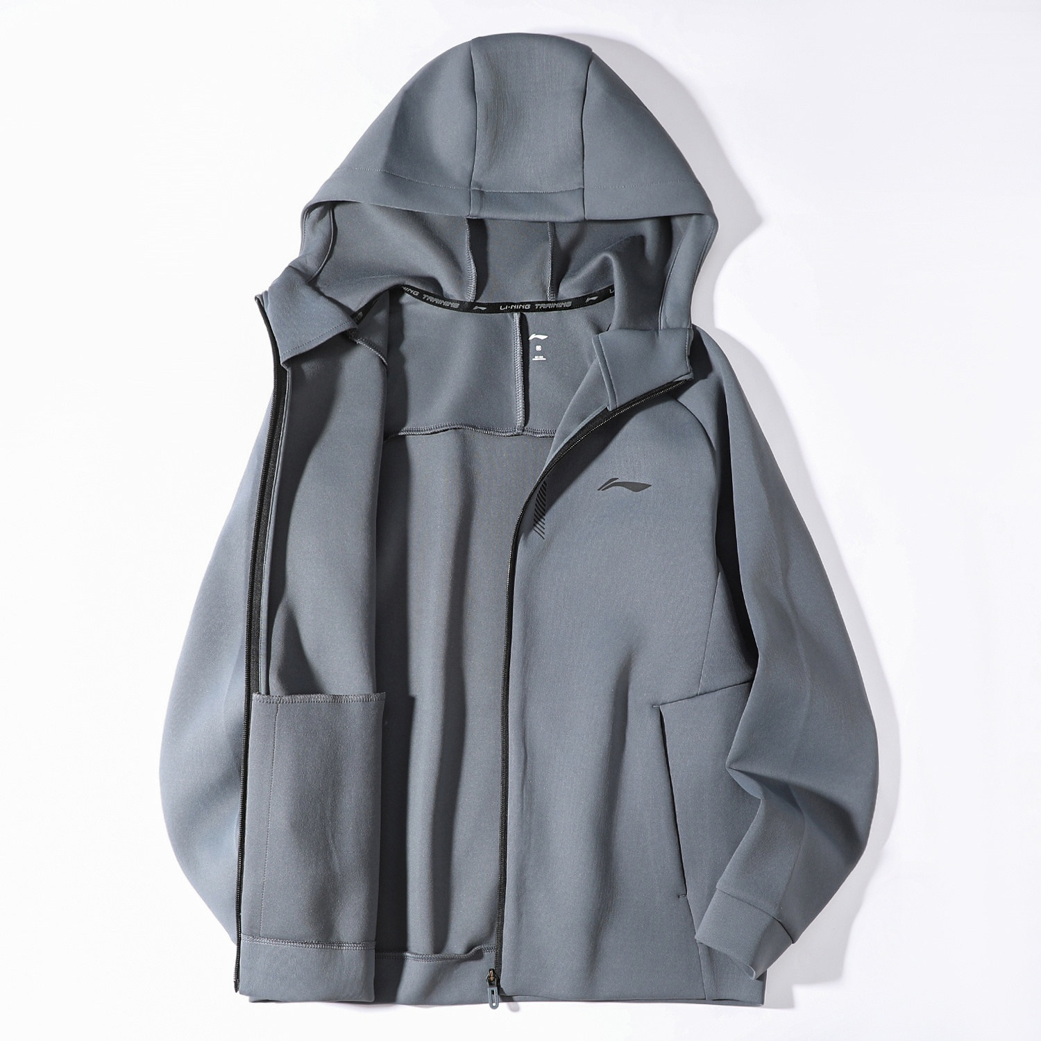 李宁连帽针织外套男款2026春季新款立体裁剪运动休闲开衫健身卫衣