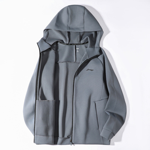 李宁连帽针织外套男款2026春季新款立体裁剪运动休闲开衫健身卫衣