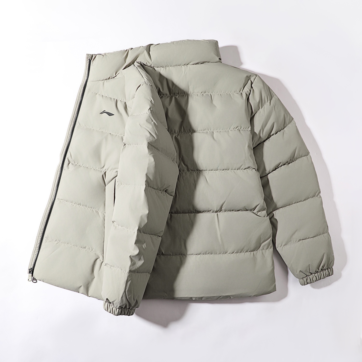 李宁无帽短羽绒服2025冬季新款80%鸭绒厚款保暖宽松立领夹克外套