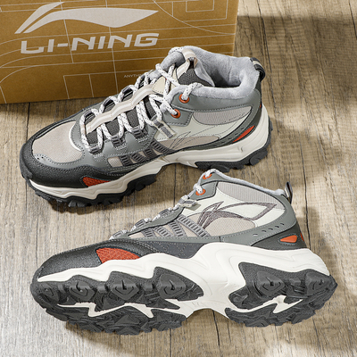 李宁中帮加绒休闲鞋男2025冬季新款户外防滑耐磨保暖运动鞋男鞋