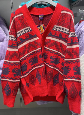 李宁日进斗金毛衣男女2025新款红色本命年开衫针织衫卫衣AMBU021