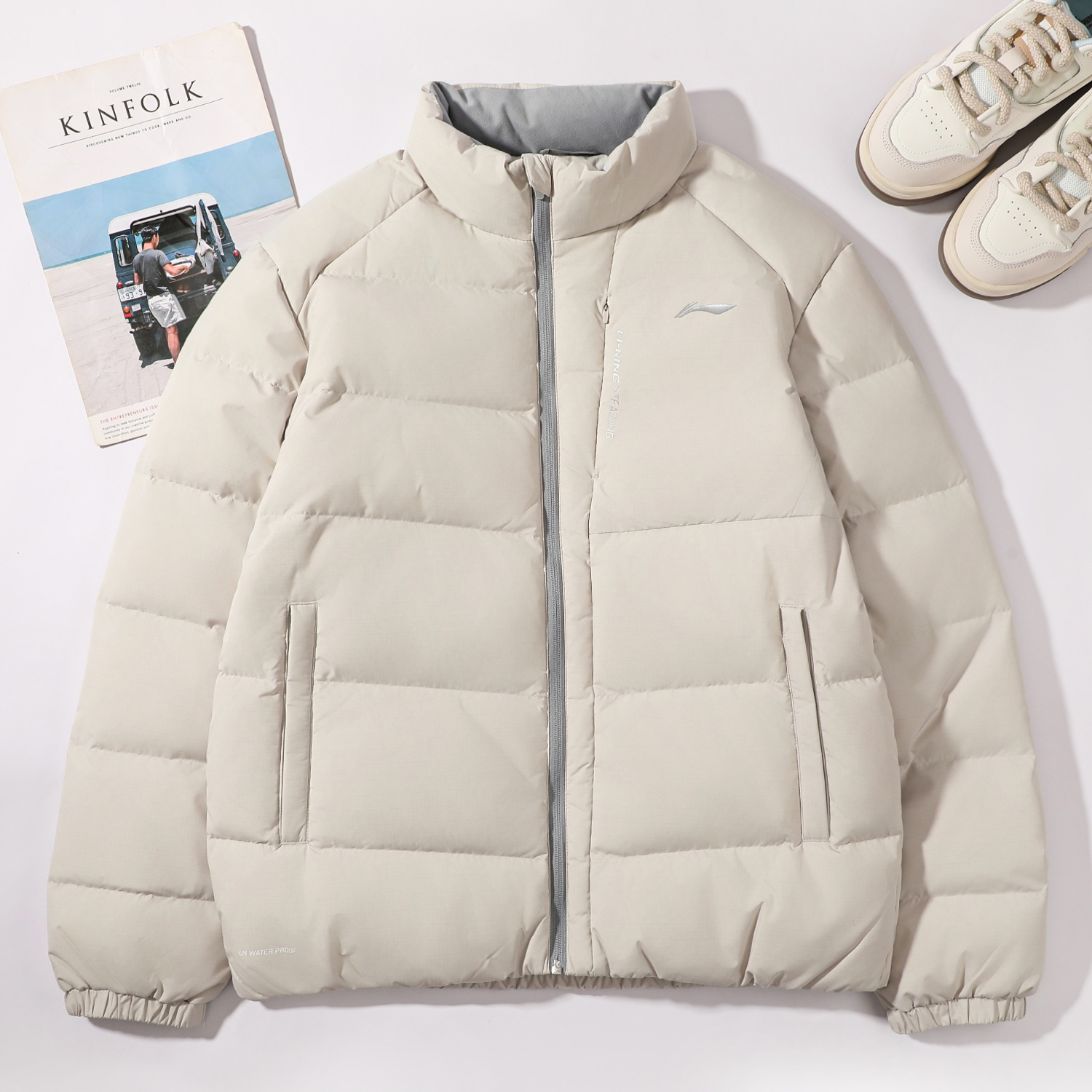 李宁无帽短羽绒服男款2025冬季新款健身系列防风保暖宽松立领外套