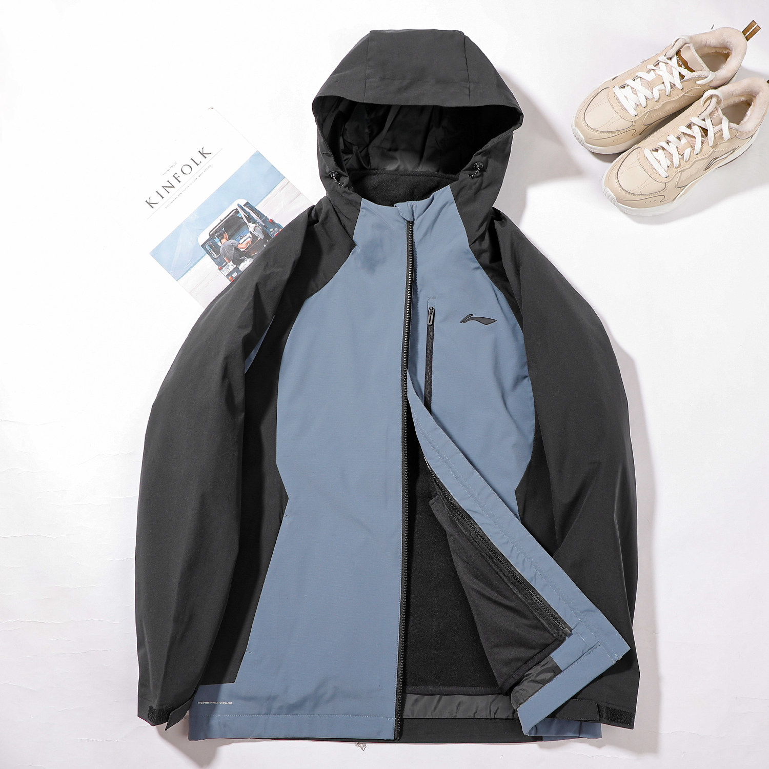 李宁男子外套2025春季新款休闲潮流加绒三合一运动风衣AWBU009