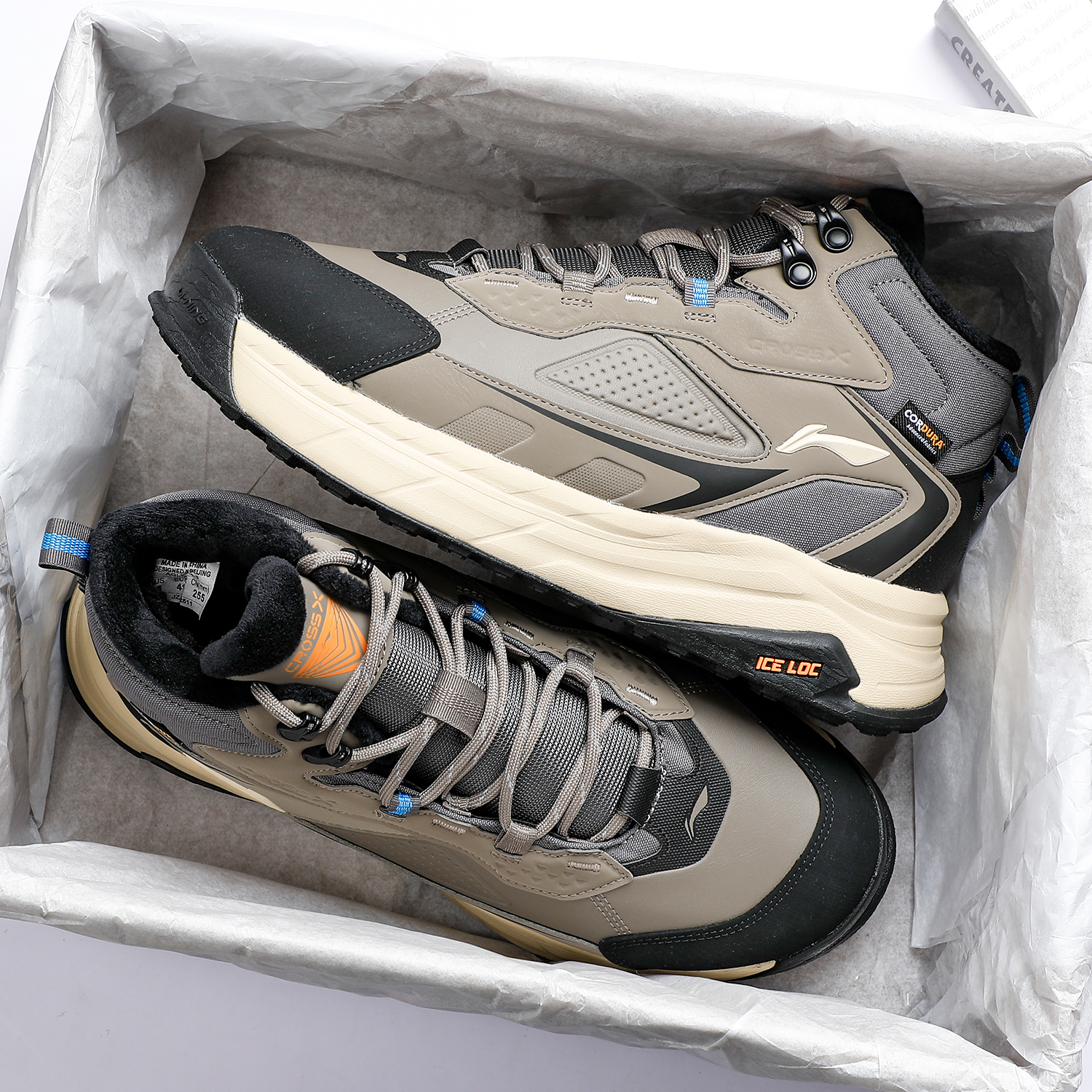 李宁星途2中帮加绒休闲鞋男2025冬季新款厚底保暖户外防滑运动鞋