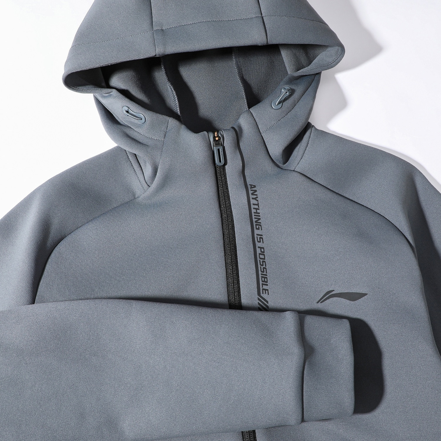 李宁连帽针织外套男款2026春季新款立体裁剪运动休闲开衫健身卫衣