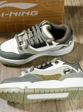 李宁秋冬款加厚板鞋男鞋2025冬季新款001 BTC舒适软弹防滑休闲鞋