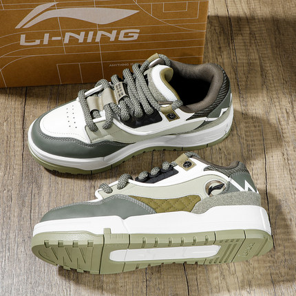 李宁秋冬款加厚板鞋男鞋2025冬季新款001 BTC舒适软弹防滑休闲鞋