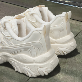 李宁休闲鞋女鞋2025冬季新款秋冬加绒猫爪鞋运动鞋复古潮流老爹鞋