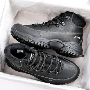 李宁加绒运动鞋霸虎LITE男鞋2025冬季新款革面保暖中帮经典休闲鞋