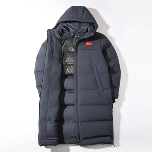李宁长款羽绒服男2025冬季新款国旗款90%鸭绒保暖连帽行政外套