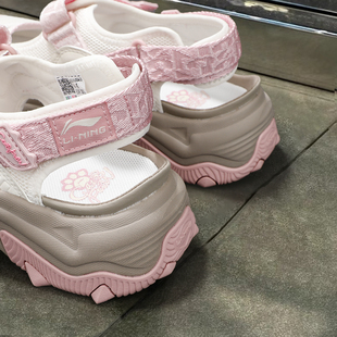 透气运动鞋 李宁猫爪魔术贴凉鞋 厚底溯溪鞋 新款 AGUV004 女2025夏季