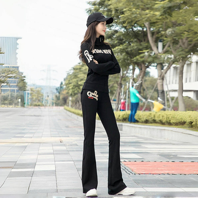 春秋时尚运动套装女2025新款修身显瘦韩版黑色立领卫衣休闲两件套