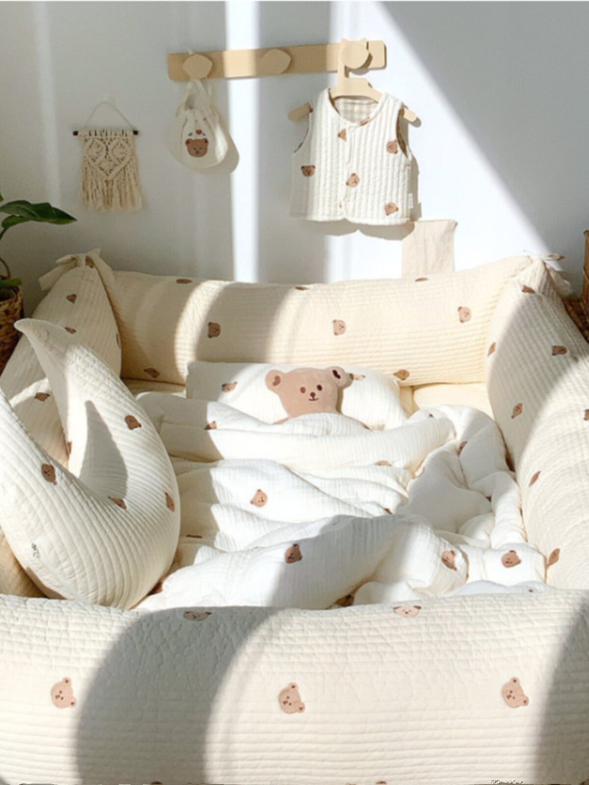 Pure Cotton Quilted Bear Crib Bumper – Safe & Washable - Product image 3