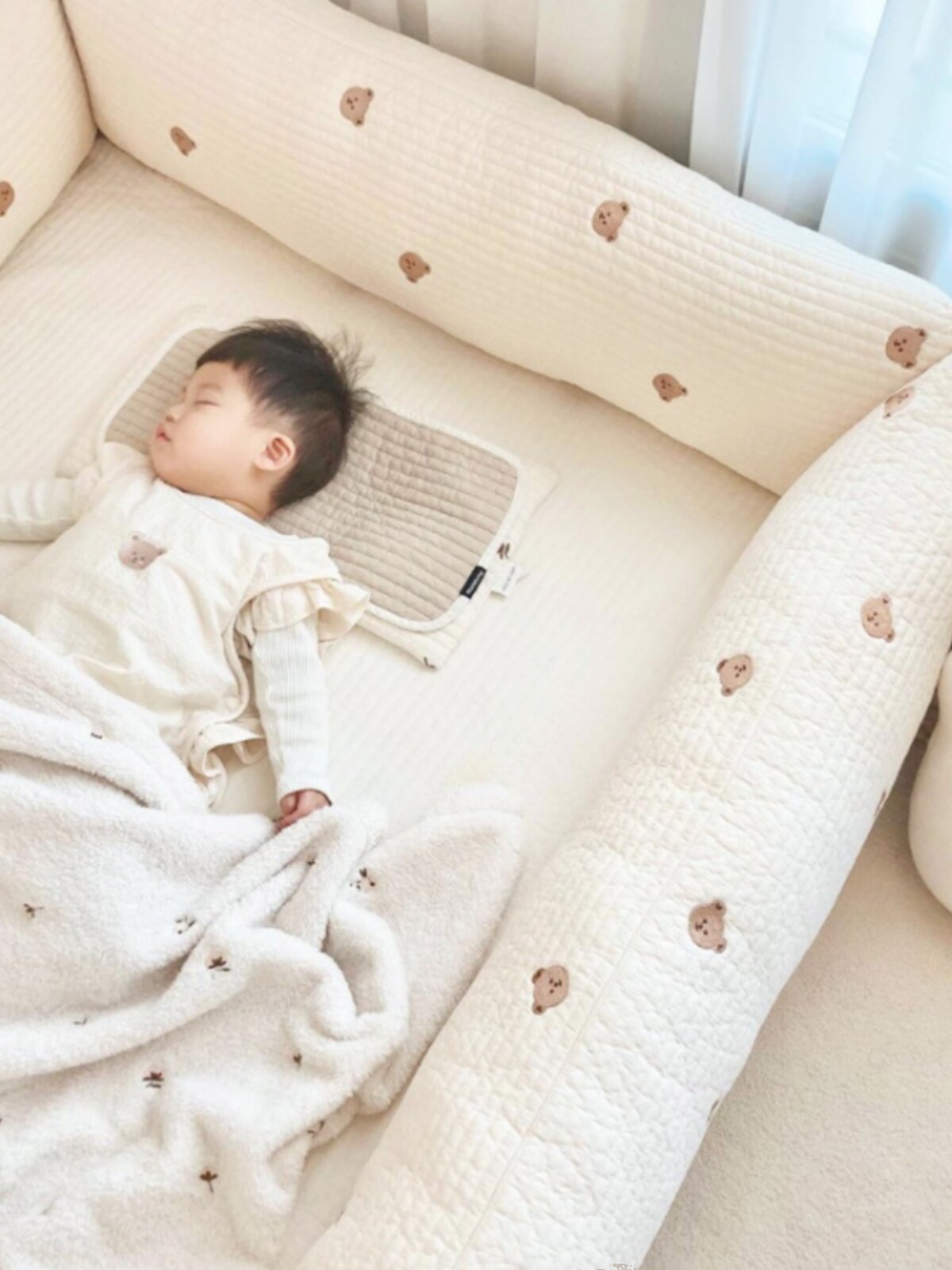 Pure Cotton Quilted Bear Crib Bumper – Safe & Washable - Product image 2