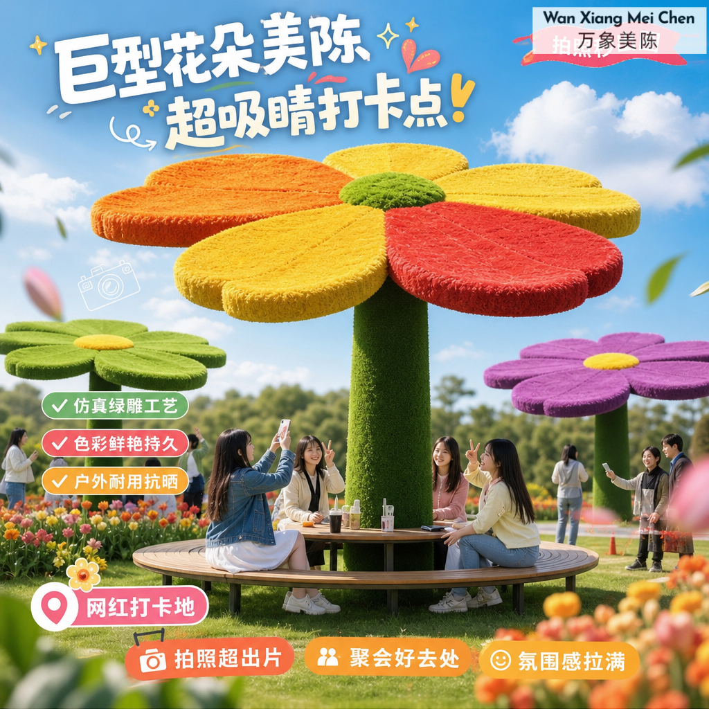 巨型仿真花朵绿雕定制不锈钢大型立体花户外公园景区地标打卡美陈