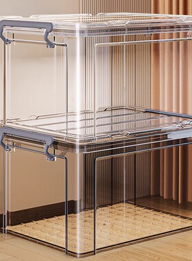 日本进口MUJIE大容量透明收纳箱家用整理盒超大加厚衣服玩具箱子