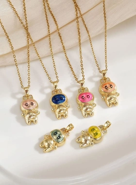爆款滴油拉布布微镶锆石保色labubu吊坠项链手链