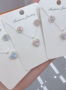 卡娜米娜新品欧美跨境爱心气质简约花朵仿锆石项时尚轻奢项链链饰