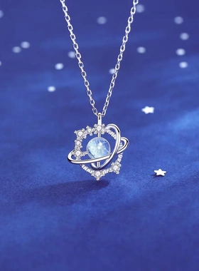 宇宙星球项链女轻奢高级感配饰夏季新款星空琉璃石锁骨链