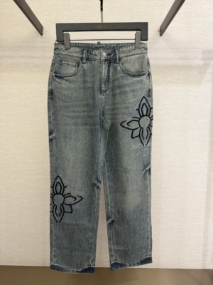 John Richmond 鼎锋春夏推荐 男士花卉刺绣牛仔裤JUHAAN130582