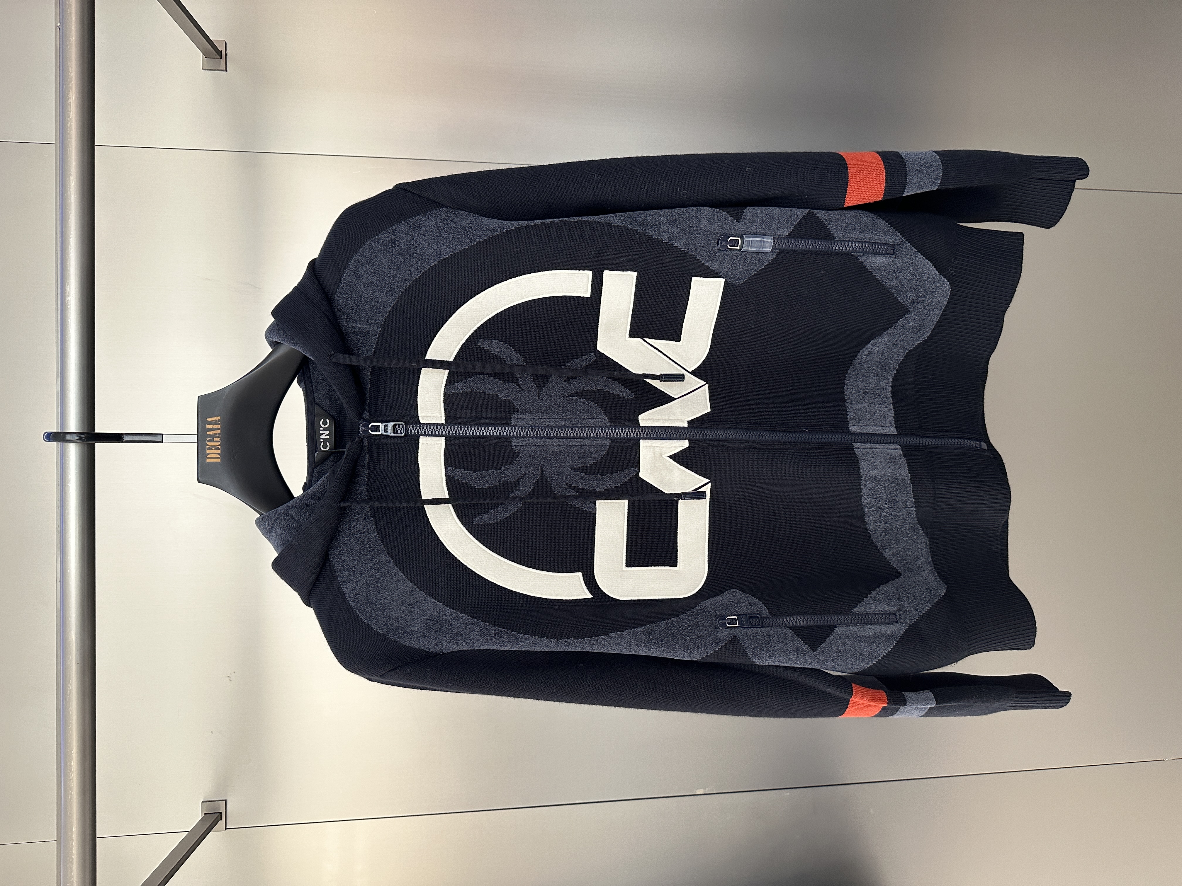 CNC 25秋冬新款 男士时尚印花花版连帽针织夹克外套811G358006