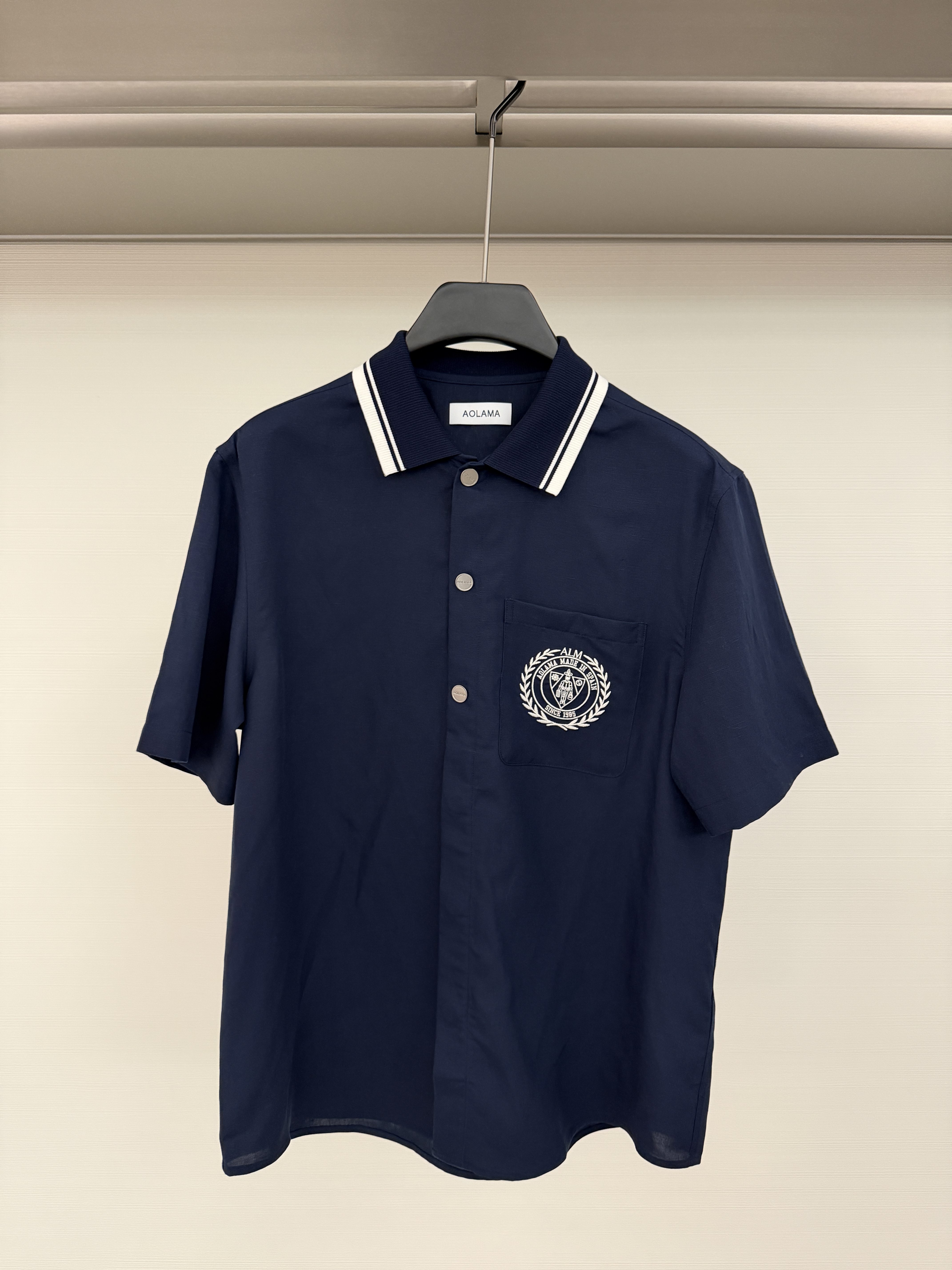 AOLAMA 26春夏新款 男士时尚口袋刺绣休闲短袖衬衫外套 880762269