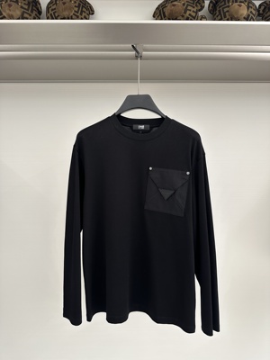 Cavalli Class 25秋冬新款 男士口袋倒三角标长袖T恤CM102E3340