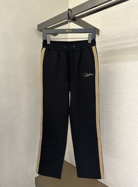 DEGAIA 25秋冬新款 男士字母刺绣侧边拼接直筒休闲裤DUHBAI060258