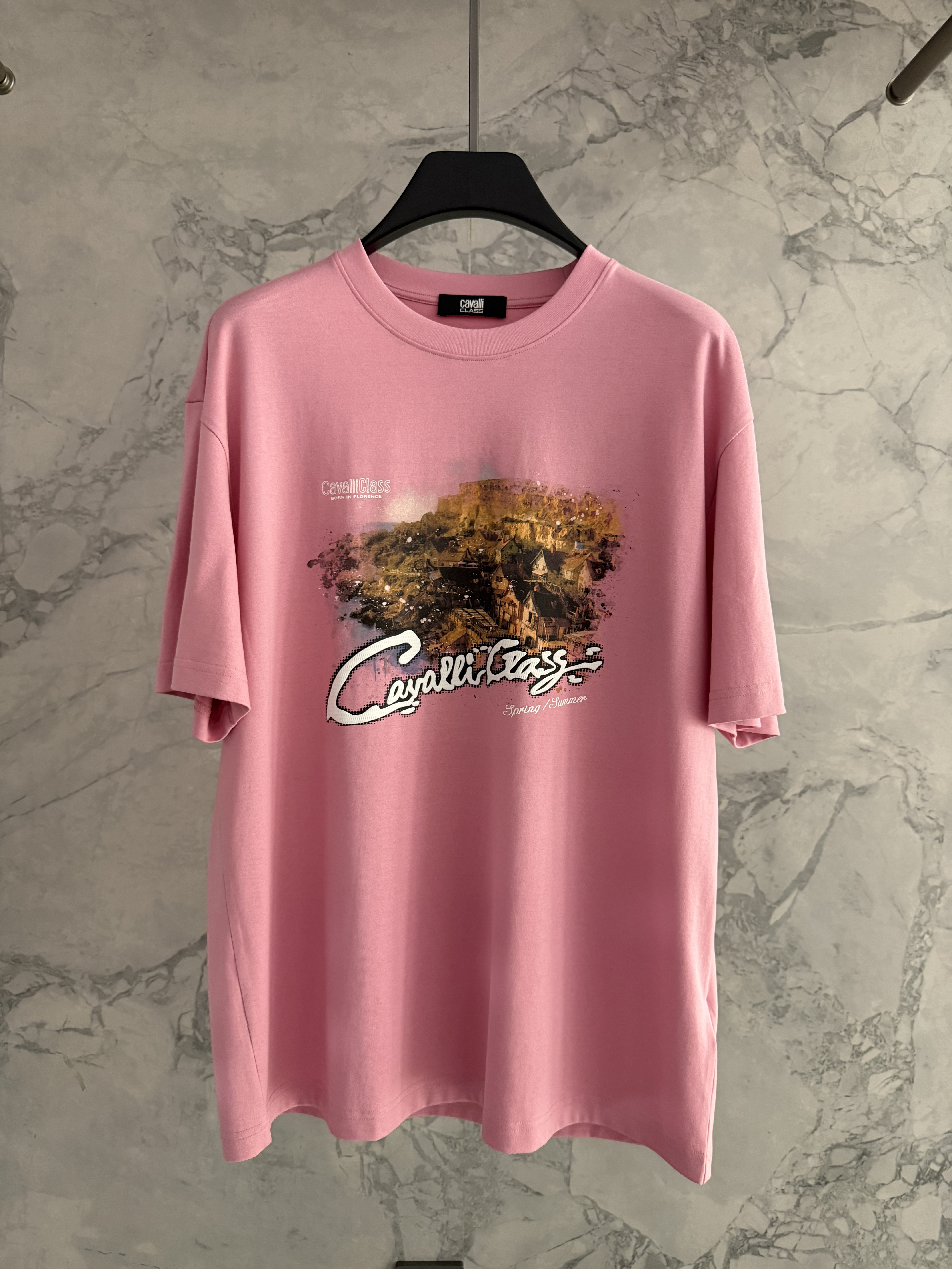 Cavalli Class 26春夏新款 男士时尚图案字母印花T恤CM022F2336