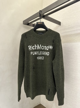 John Richmond 25秋冬新款 男士字母印花破洞毛衫JUHBAS370023