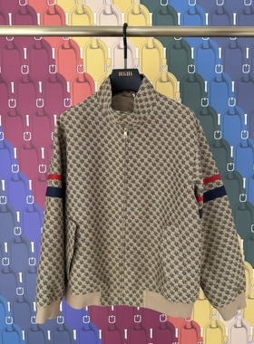 DEGAIA 25秋冬新款 男士时尚手臂条纹字母满印夹克衫DUHBAJ370708