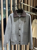 Aquascutum AQ53300732 胸前字母刺绣翻领开衫 25秋冬新款 男士