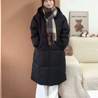 羽绒服中长款棉服女2025冬季新款黑色小个子棉衣加厚过膝棉袄外套
