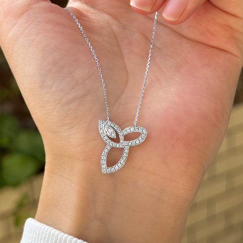 PT950铂金lily三叶草马眼钻石套链人工培育钻石轻奢高级感锁骨链