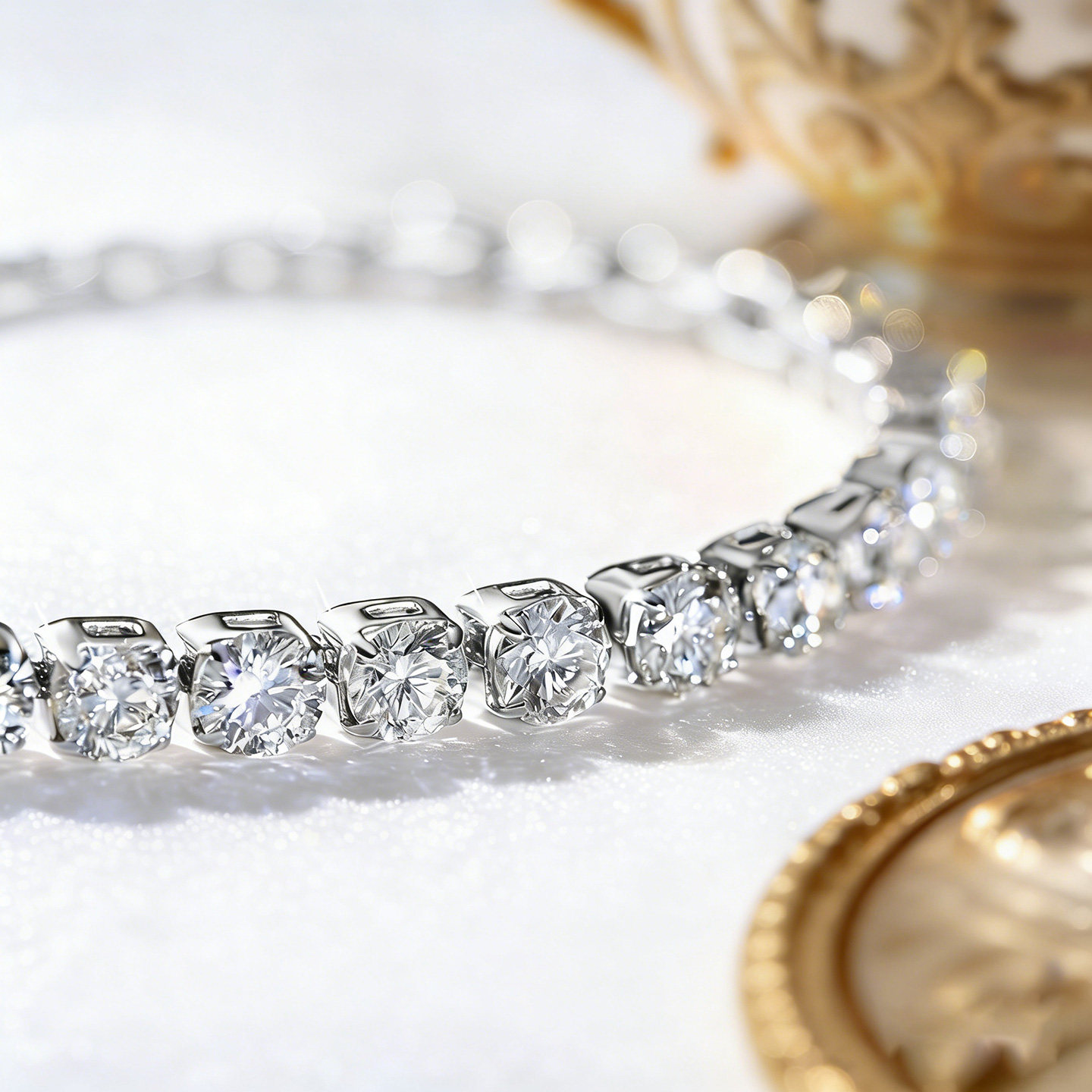 网球手链18K金满钻排钻手链人工培育钻石手链满圈真钻钻石手链