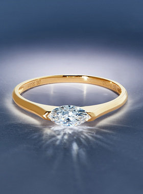 天使之眼 18K金马眼培育钻石戒指ins风异形钻戒简约单钻对戒30分