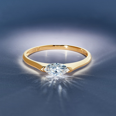 天使之眼 18K金马眼培育钻石戒指ins风异形钻戒简约单钻对戒30分