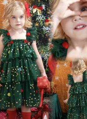 圣诞穿搭元素衣服氛围感儿童服装宝宝穿搭cos女童儿童裙宝宝绿色5