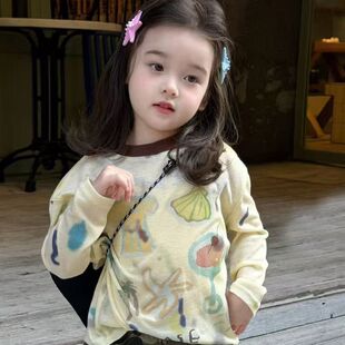 女童t恤女款2026新款长袖巨好看防晒罩衫小女孩早春套装独特漂亮5