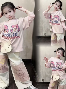 春装女款2025年新款儿童女童女孩两件套超好看韩系套装独特漂亮胖