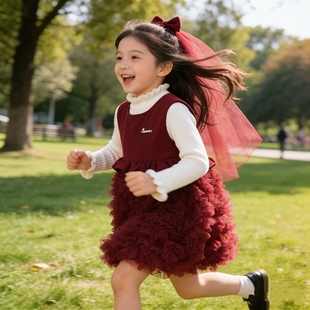 2025新年战袍高级感女童公主风过年超好看炸街韩系裙子巨好看冬装