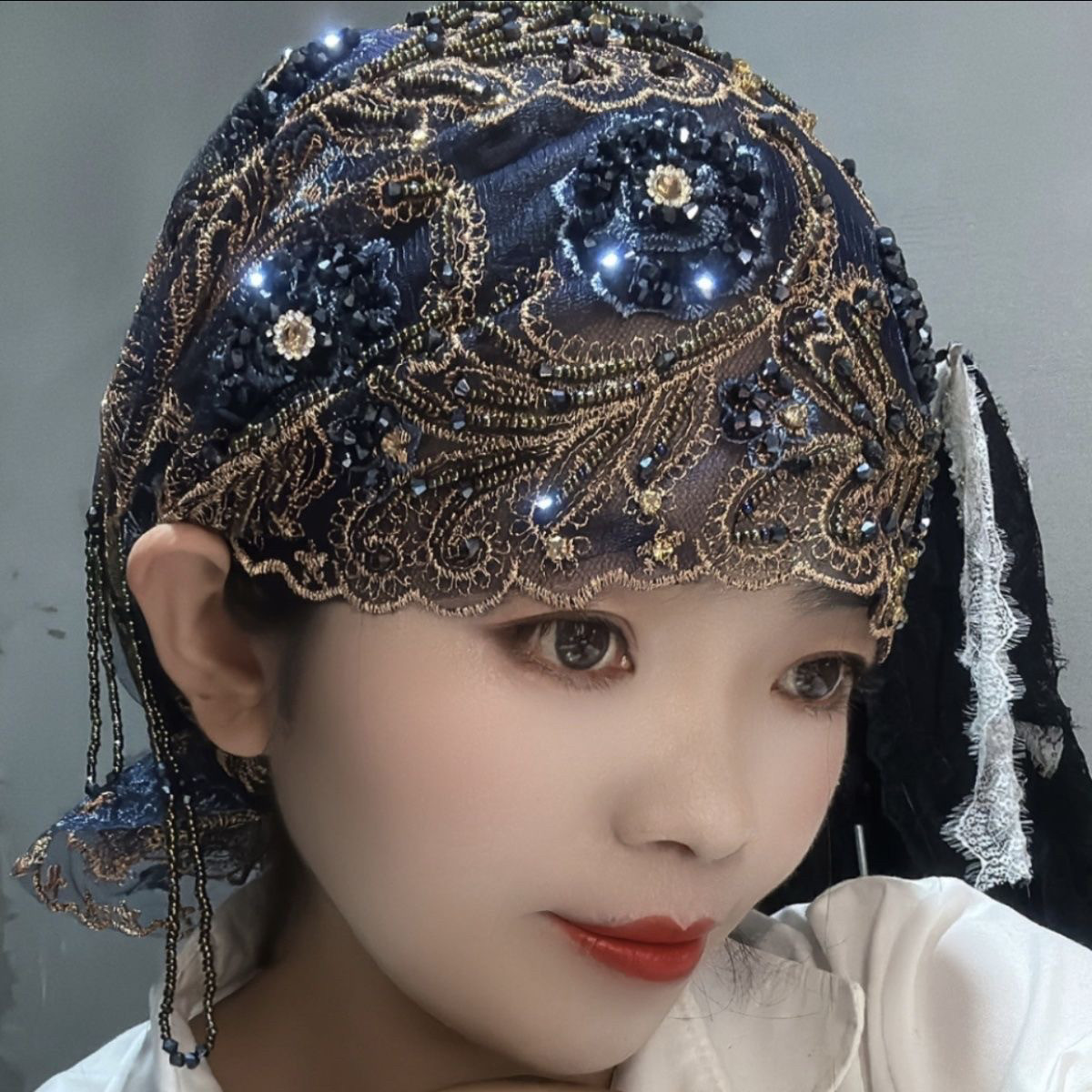 爆款夏季刺绣鱼尾超轻薄网红双层高档流苏帽手工蕾丝头巾包头洋气,服饰配件/皮带/帽子/围巾,帽子,淘宝优惠券,粉丝福利购,淘宝优惠卷