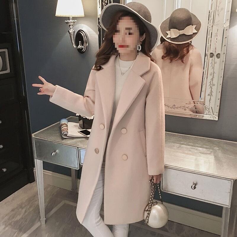 加棉加厚毛呢外套女中长款2025秋冬新款韩版宽松显瘦洋气呢子大衣