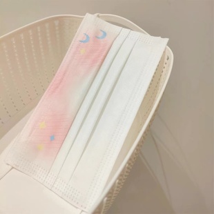 纯欲星空渐变粉嫩腮红口罩ins高颜值显白透气成人一次性防护印花