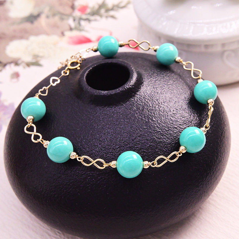 몽골 소나무 녹색 소나무 팔찌 심플하고 우아한 단일 원형 팔찌 가볍고 고급스럽고 패셔너블한 14K 골드 충전 변색되지 않는 맞춤 팔찌