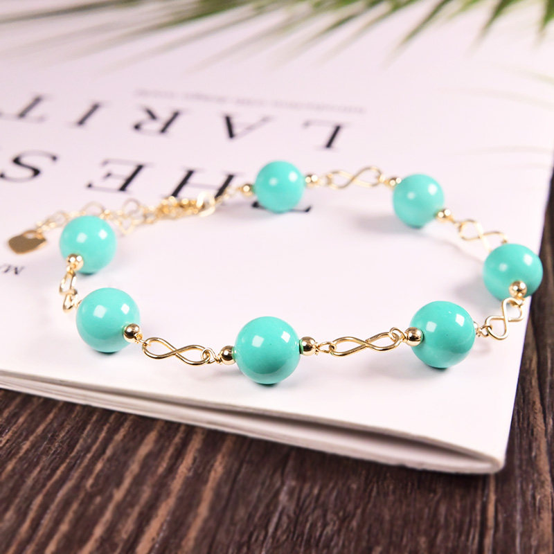 몽골 소나무 녹색 소나무 팔찌 심플하고 우아한 단일 원형 팔찌 가볍고 고급스럽고 패셔너블한 14K 골드 충전 변색되지 않는 맞춤 팔찌