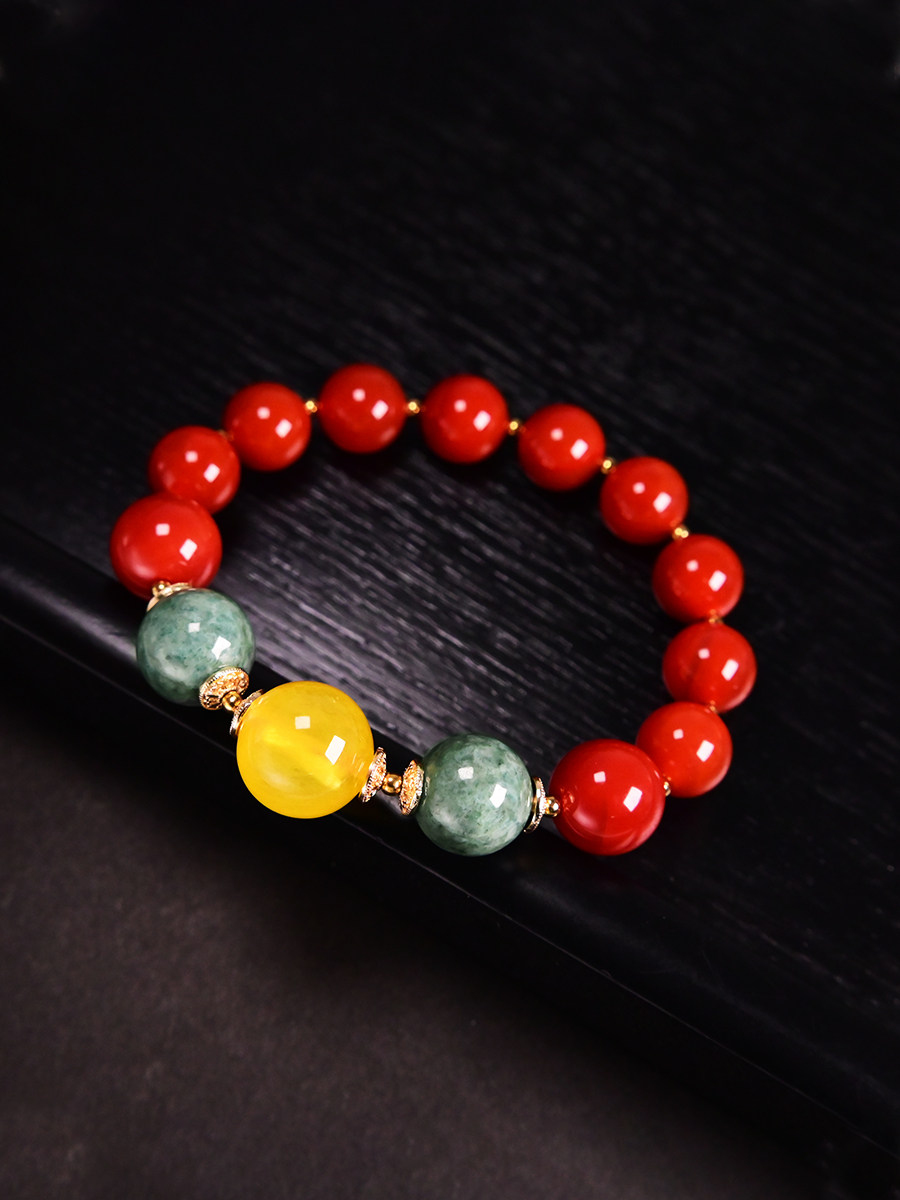 천연 남쪽 붉은 마노 팔찌 밀랍 경옥 다중 보물 팔찌 다양하고 매력적인 여성 맞춤형 핸드 쥬얼리