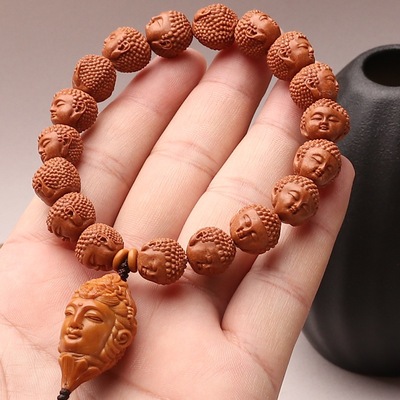 龙纹桃核小籽雕刻宝宝佛如来头手链观音菩萨配件吊坠单颗文玩手链